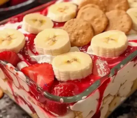 Strawberry Banana Pudding Dream with Vanilla Wafers and Whipped Cream - main view
